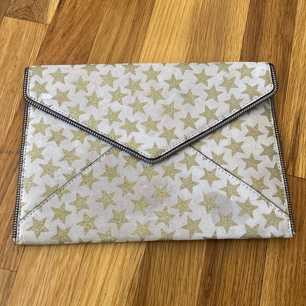 Rebecca Minkoff Women’s Tan Clutch With Gold Stars OS